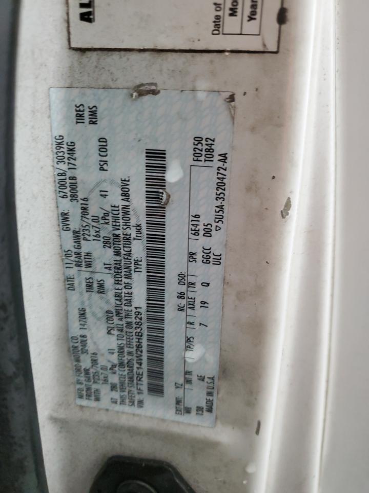 2006 Ford E-150 Utility / Service Van VIN: 1FTRE14W26HB38291 Lot: 87386305