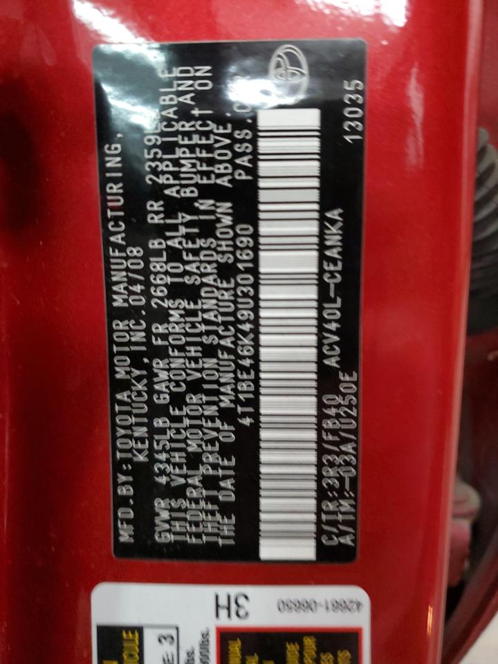 2009 Toyota Camry Base VIN: 4T1BE46K49U301690 Lot: 82259175