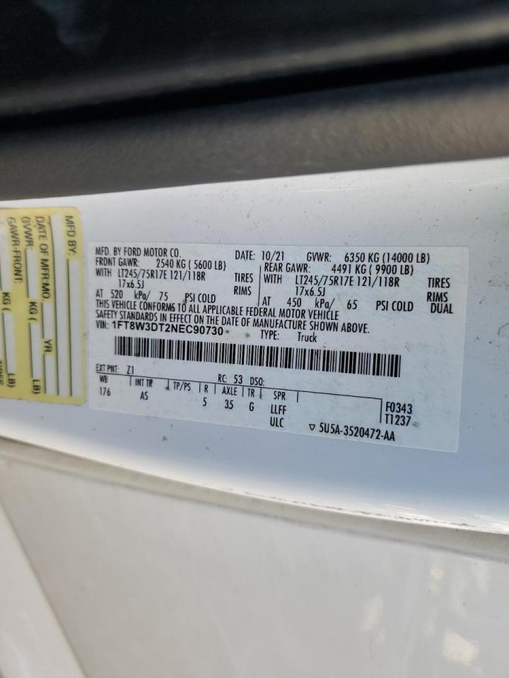 2022 Ford F350 Super Duty Utility / Service Truck VIN: 1FT8W3DT2NEC90730 Lot: 90321645