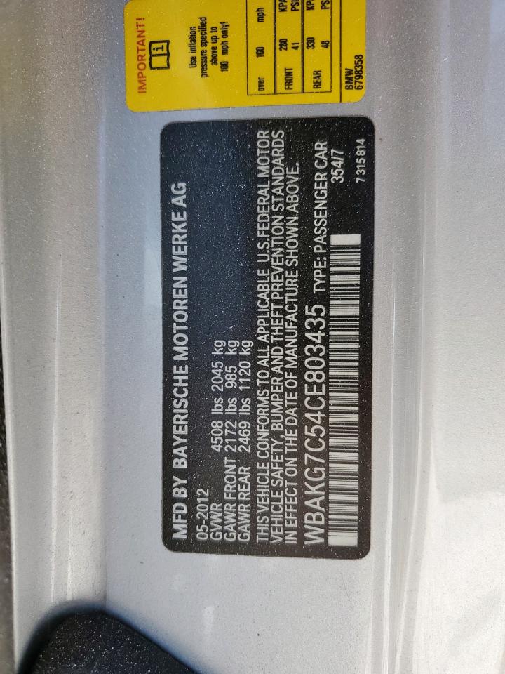 2012 BMW 335 I VIN: WBAKG7C54CE803435 Lot: 84521515