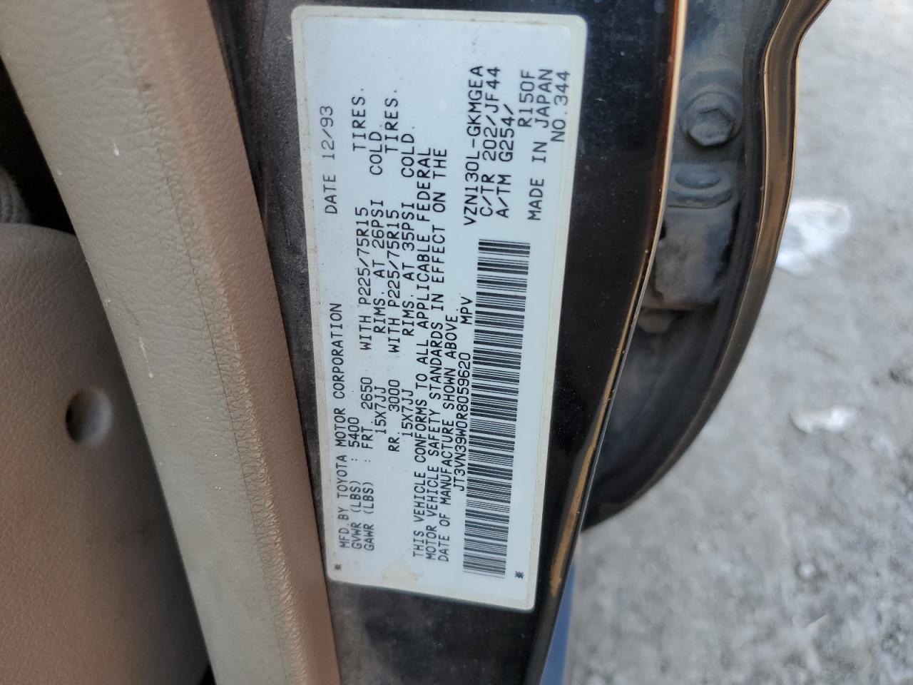 1994 Toyota 4Runner Vn39 Sr5 VIN: JT3VN39W0R8059620 Lot: 81392285