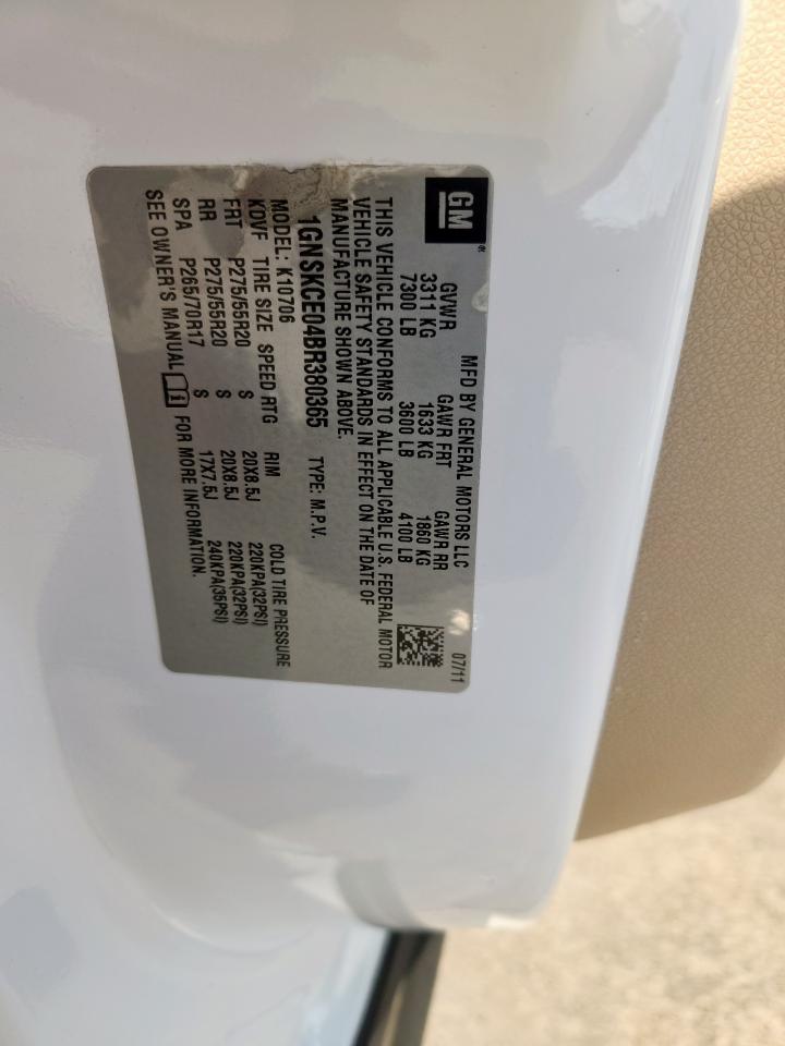 2011 Chevrolet Tahoe K1500 Ltz VIN: 1GNSKCE04BR380365 Lot: 85874385