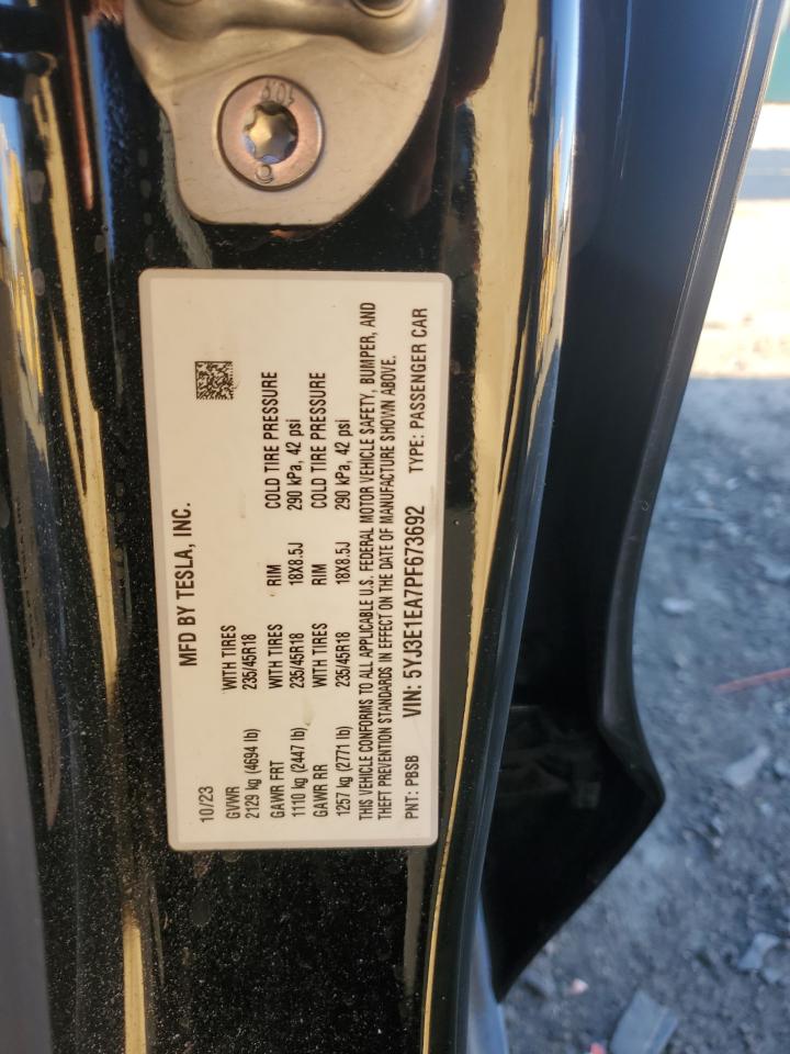 2023 Tesla Model 3 VIN: 5YJ3E1EA7PF673692 Lot: 87457225