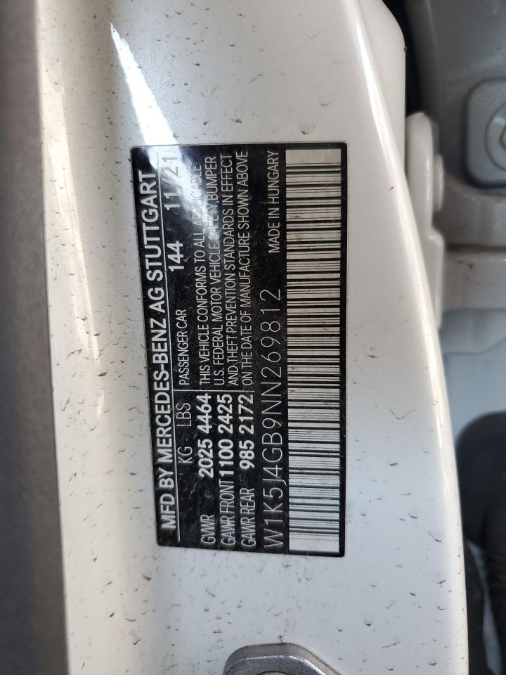 2022 Mercedes-Benz Cla 250 VIN: W1K5J4GB9NN269812 Lot: 85718995