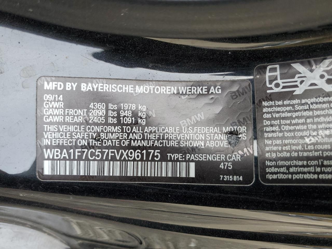 2015 BMW 228 Xi VIN: WBA1F7C57FVX96175 Lot: 82778195