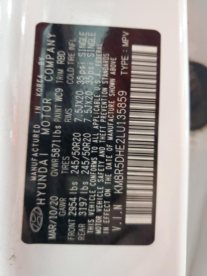 2020 Hyundai Palisade Limited VIN: KM8R5DHE2LU135859 Lot: 85179355