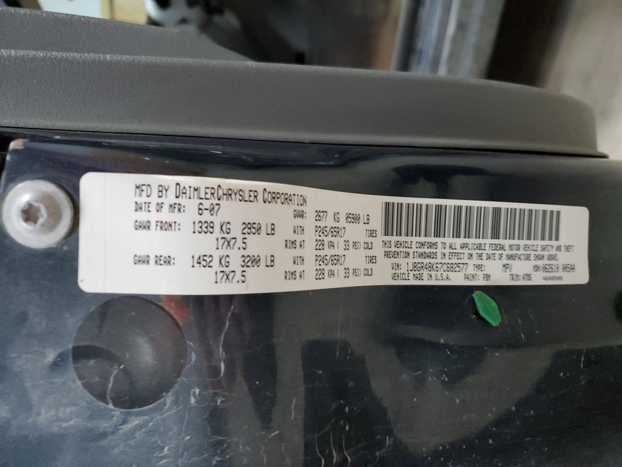 2007 Jeep Grand Cherokee Laredo VIN: 1J8GR48K67C682577 Lot: 86231265