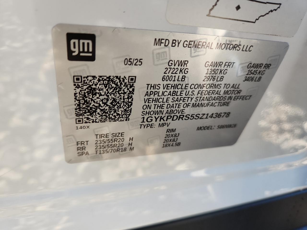 2025 Cadillac Xt6 Premium Luxury VIN: 1GYKPDRS5SZ143678 Lot: 89870525