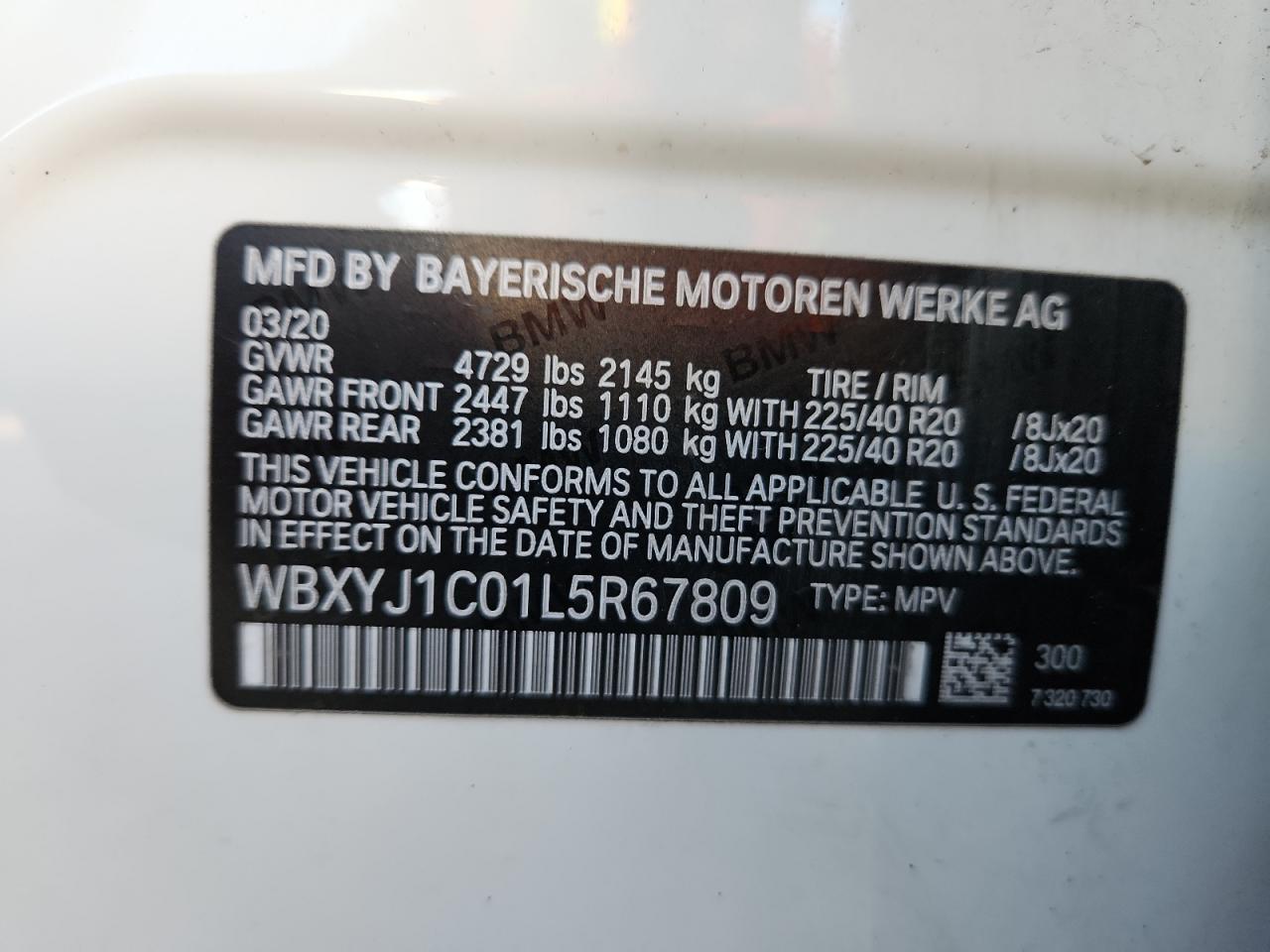 2020 BMW X2 xDrive28I VIN: WBXYJ1C01L5R67809 Lot: 85909085