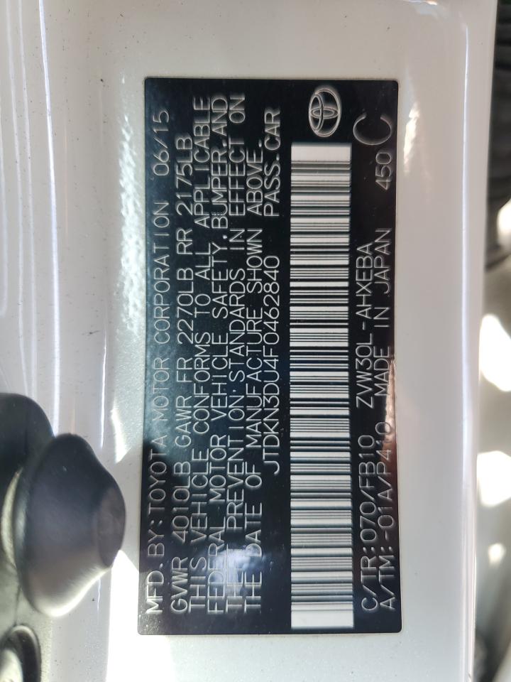 2015 Toyota Prius VIN: JTDKN3DU4F0462840 Lot: 82248615