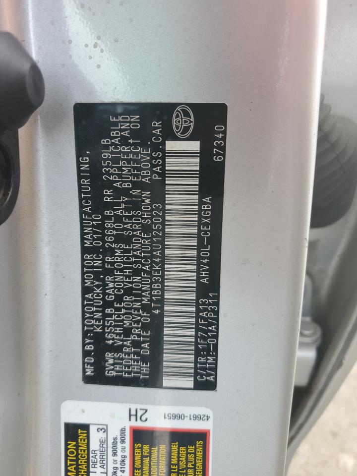 2010 Toyota Camry Hybrid VIN: 4T1BB3EK4AU125023 Lot: 82267105