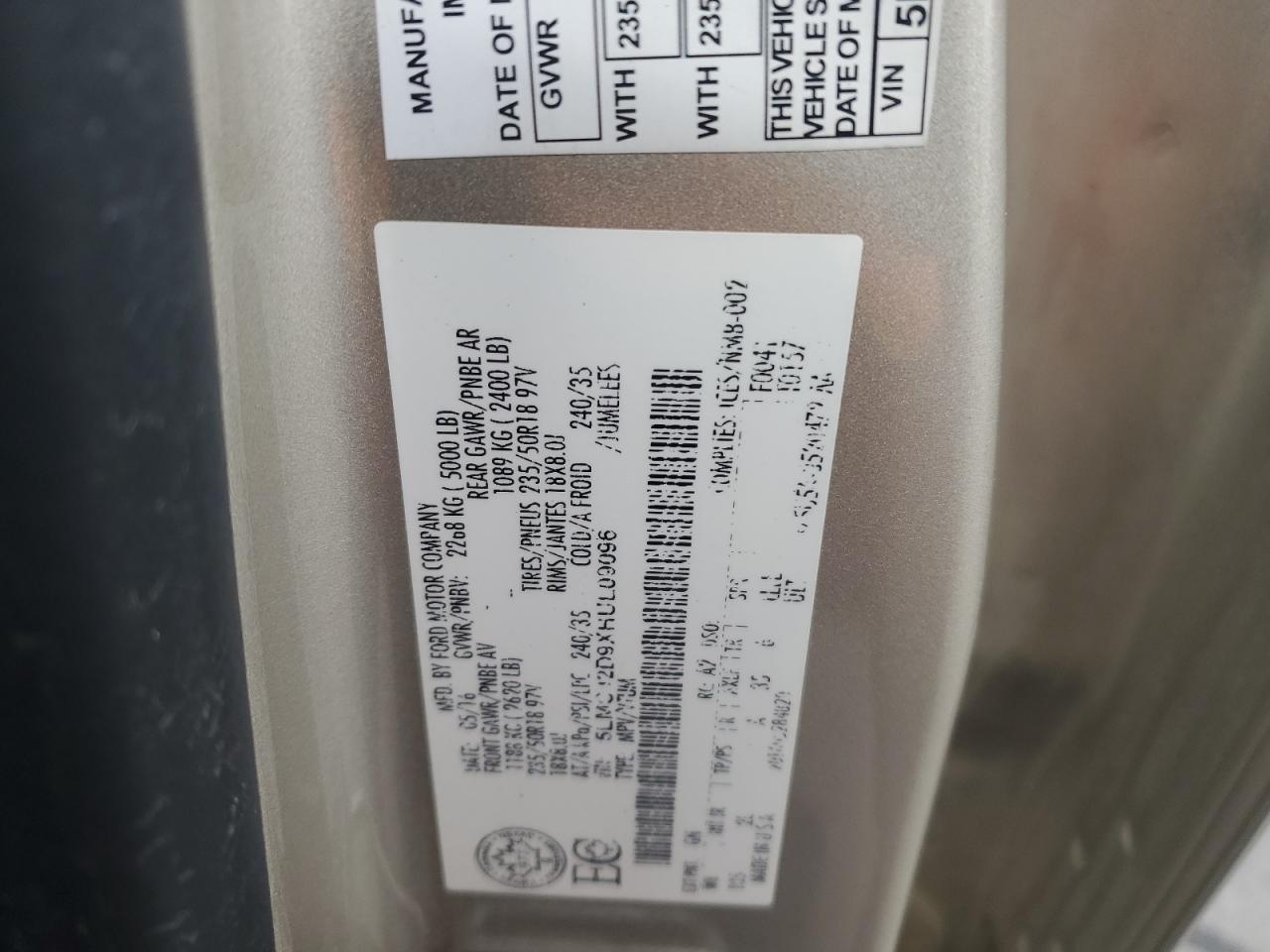 2017 Lincoln Mkc Select VIN: 5LMCJ2D9XHUL09096 Lot: 82611955