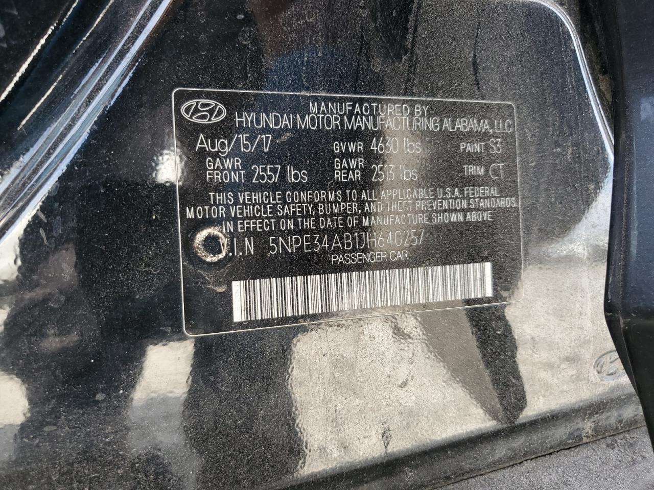 2018 Hyundai Sonata Sport VIN: 5NPE34AB1JH640257 Lot: 85172085