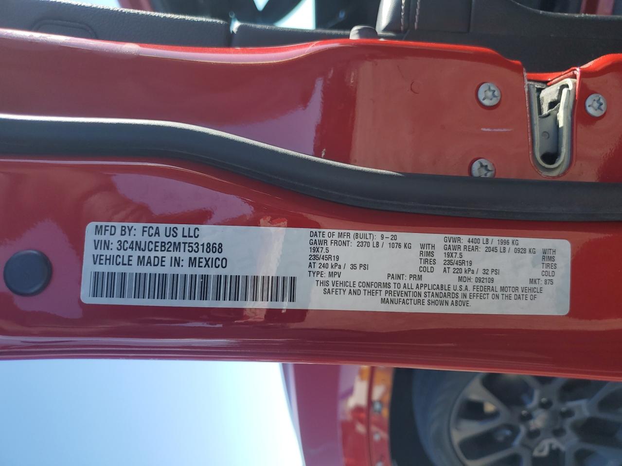 2021 Jeep Compass 80Th Edition VIN: 3C4NJCEB2MT531868 Lot: 86169085