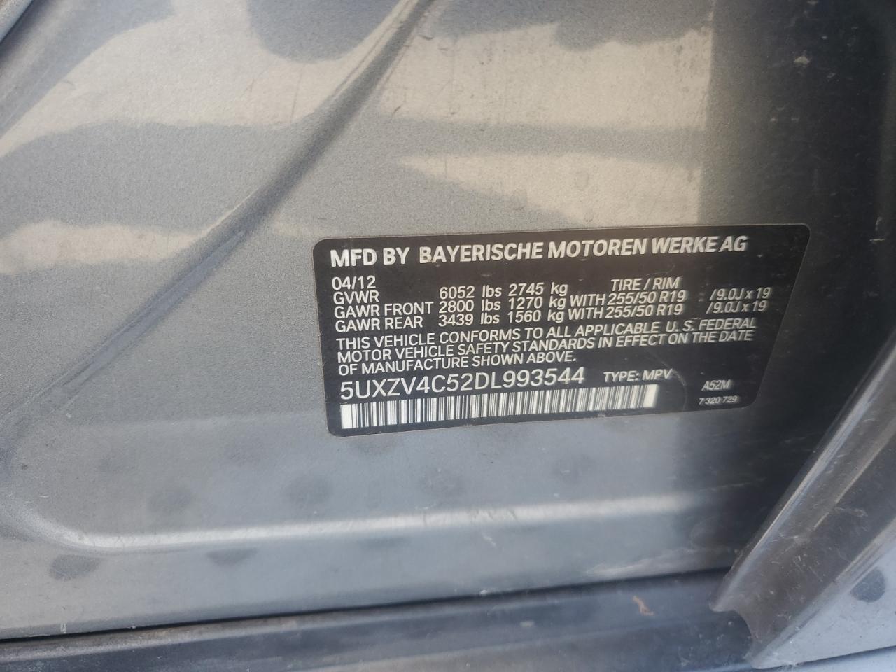 2013 BMW X5 xDrive35I VIN: 5UXZV4C52DL993544 Lot: 82321825