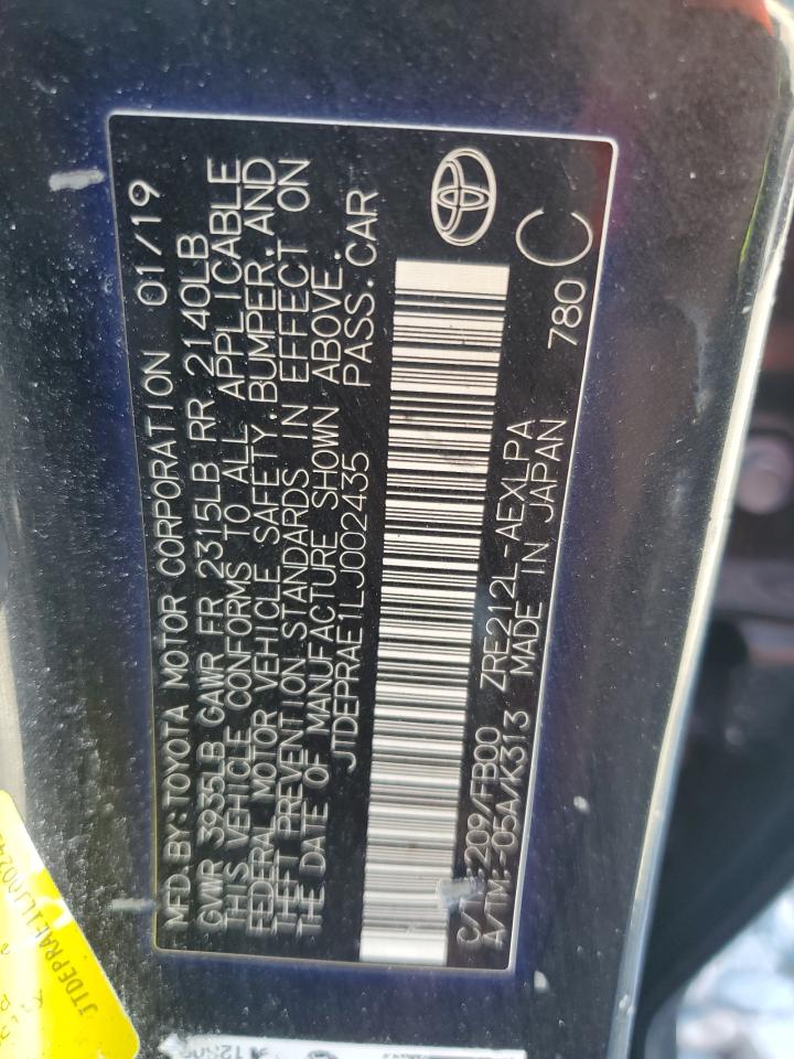 2020 Toyota Corolla Le VIN: JTDEPRAE1LJ002435 Lot: 90596255