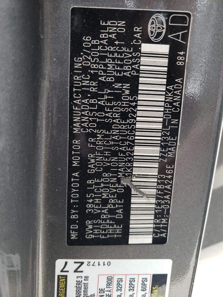 2006 Toyota Corolla Matrix Xr VIN: 2T1KR32E76C592245 Lot: 85601665