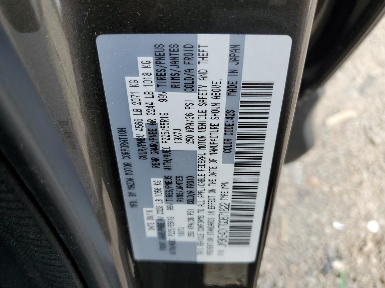 2016 Mazda Cx-5 Gt VIN: JM3KE4DY7G0871822 Lot: 84795165