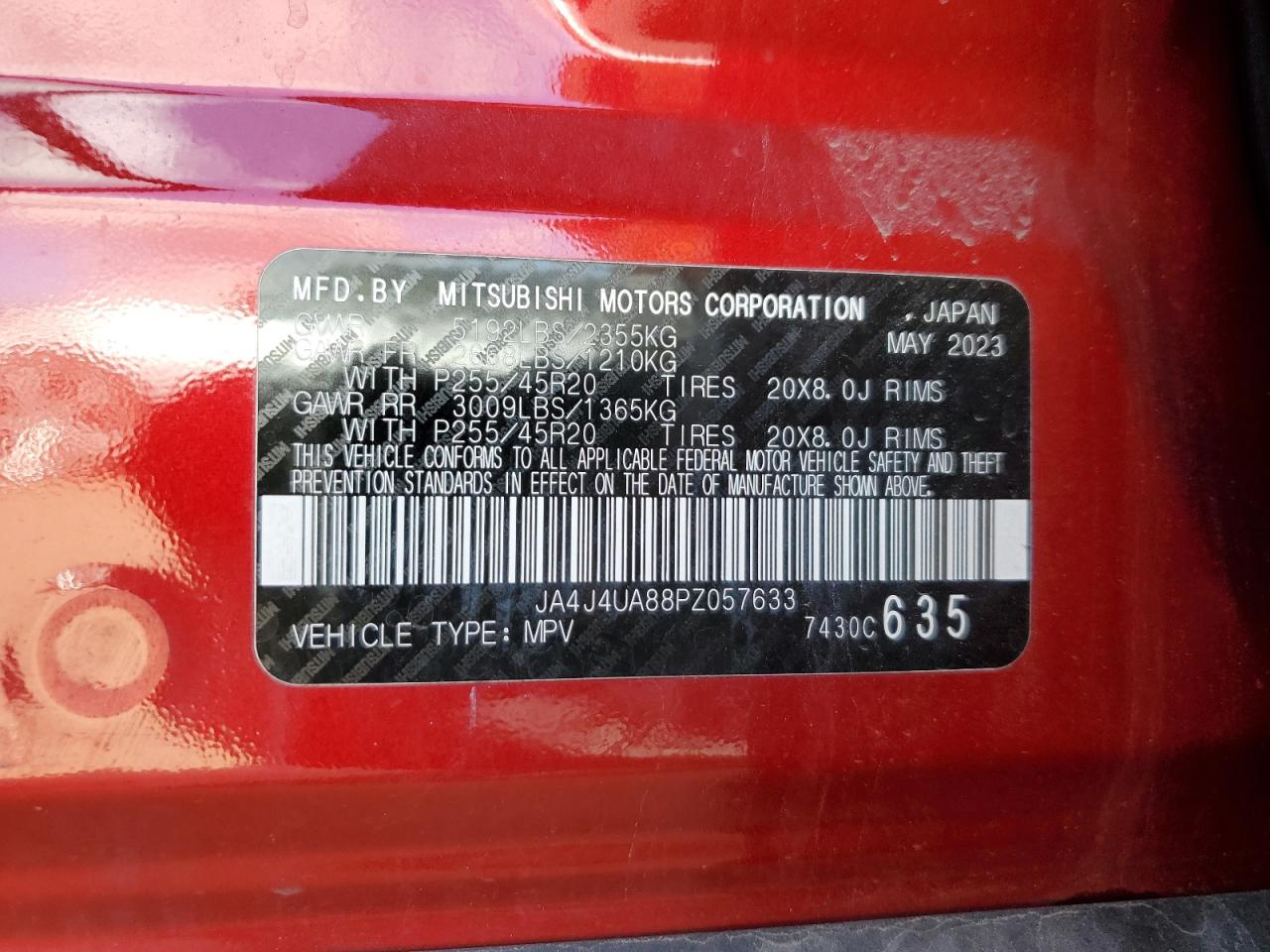 2023 Mitsubishi Outlander Se VIN: JA4J4UA88PZ057633 Lot: 90583605