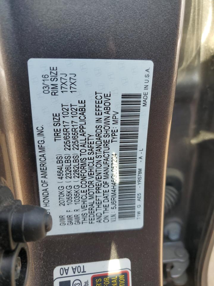 2016 Honda Cr-V Se VIN: 5J6RM4H46GL057204 Lot: 82198875