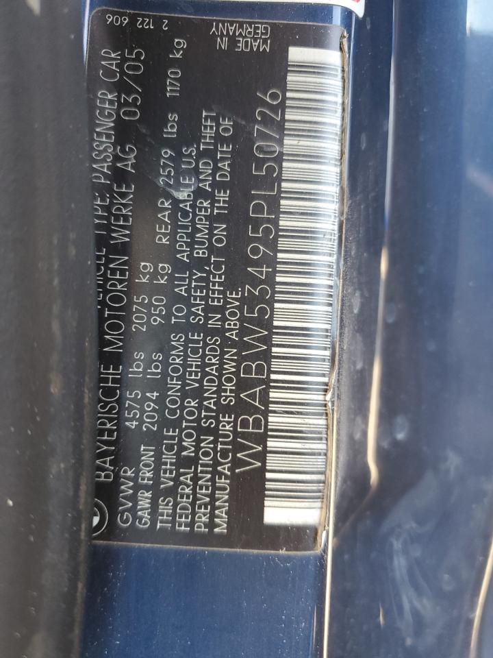 2005 BMW 330 Ci VIN: WBABW53495PL50726 Lot: 85756005