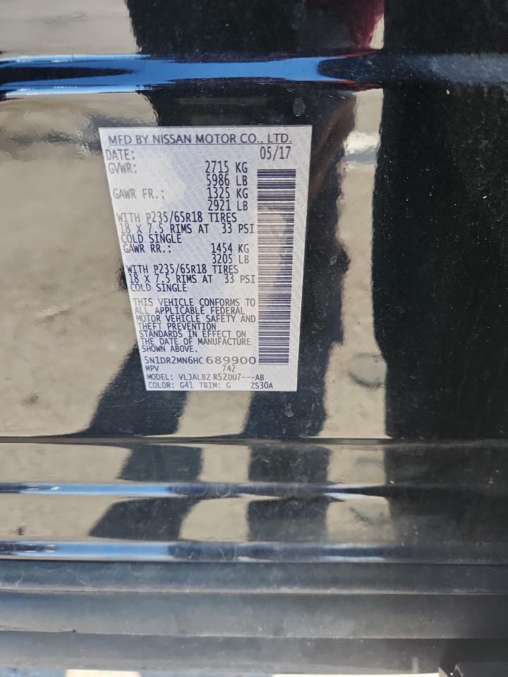 2017 Nissan Pathfinder S VIN: 5N1DR2MN6HC689900 Lot: 90518005