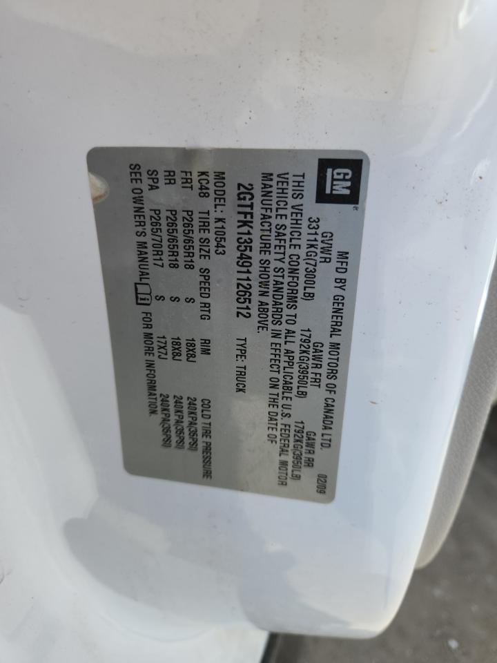 2009 GMC Sierra K1500 Hybrid VIN: 2GTFK135491126512 Lot: 90106635