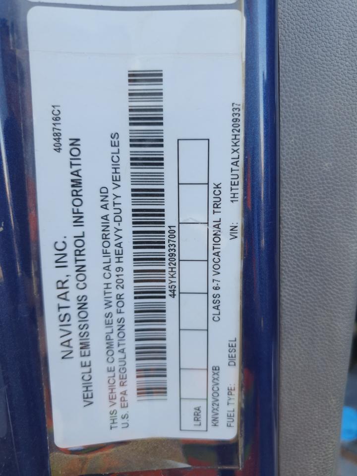 2019 International Mv607 VIN: 1HTEUTALXKH209337 Lot: 84764595