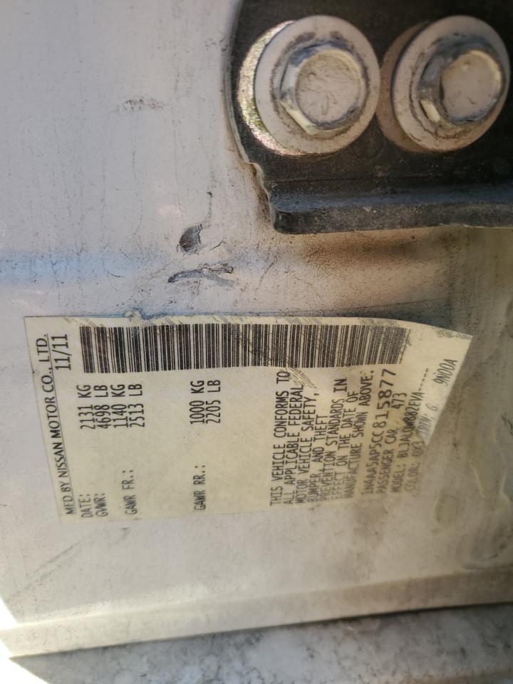 2012 Nissan Maxima S VIN: 1N4AA5AP5CC815877 Lot: 90052105