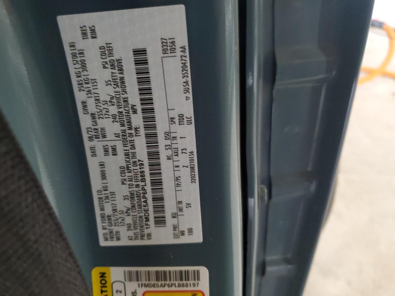 2023 Ford Bronco Base VIN: 1FMDE5AP6PLB88197 Lot: 86638665