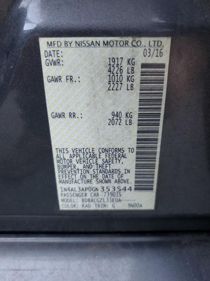 2016 Nissan Altima 2.5 VIN: 1N4AL3AP0GN353544 Lot: 82038775