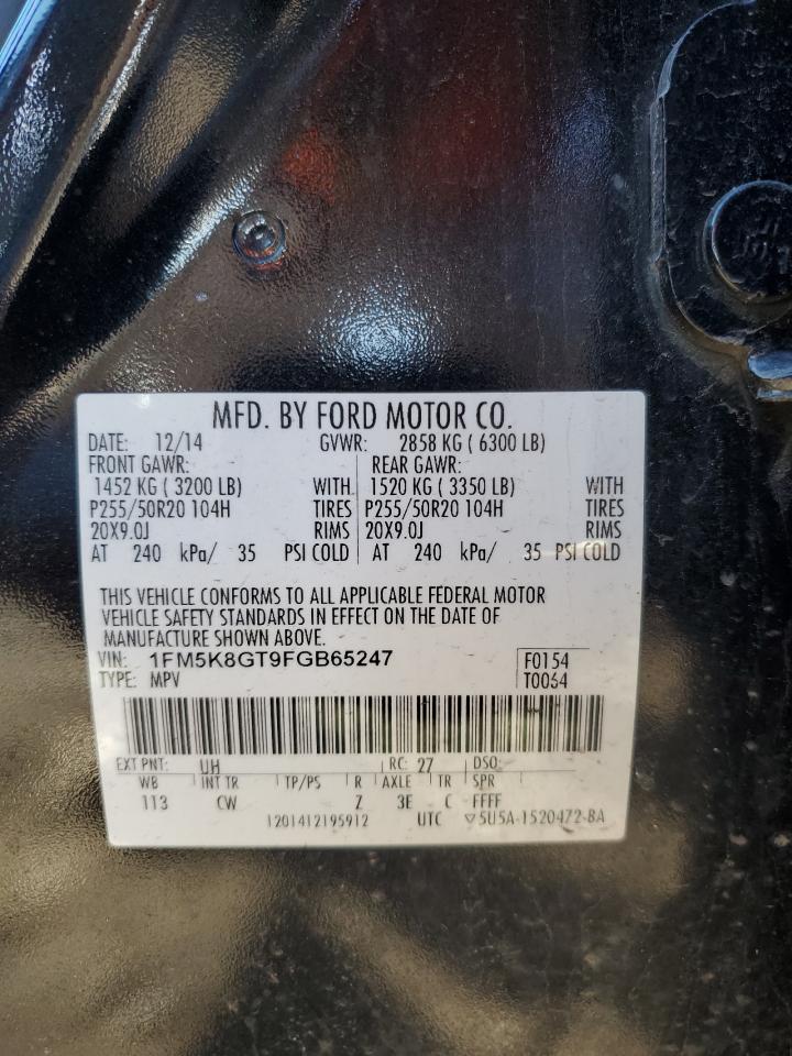 2015 Ford Explorer Sport VIN: 1FM5K8GT9FGB65247 Lot: 86632375