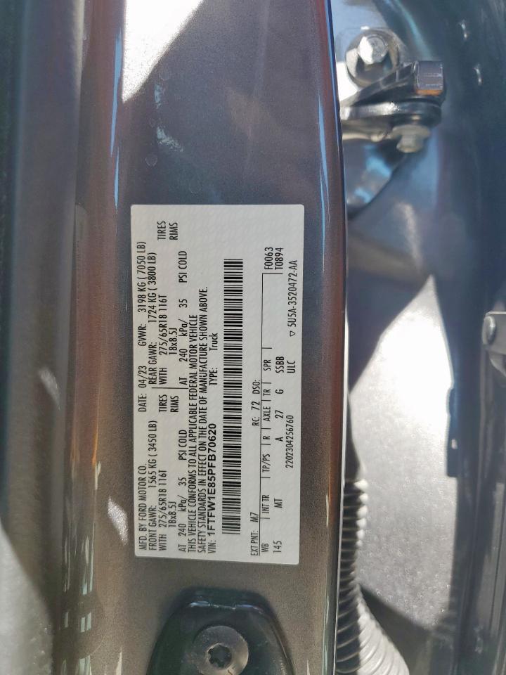 2023 Ford F150 Supercrew VIN: 1FTFW1E85PFB70620 Lot: 86488685