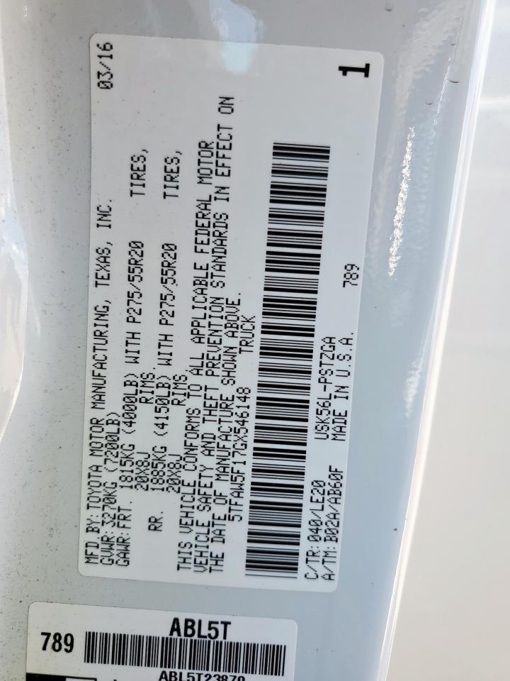 2016 Toyota Tundra Crewmax 1794 VIN: 5TFAW5F17GX546148 Lot: 84986465