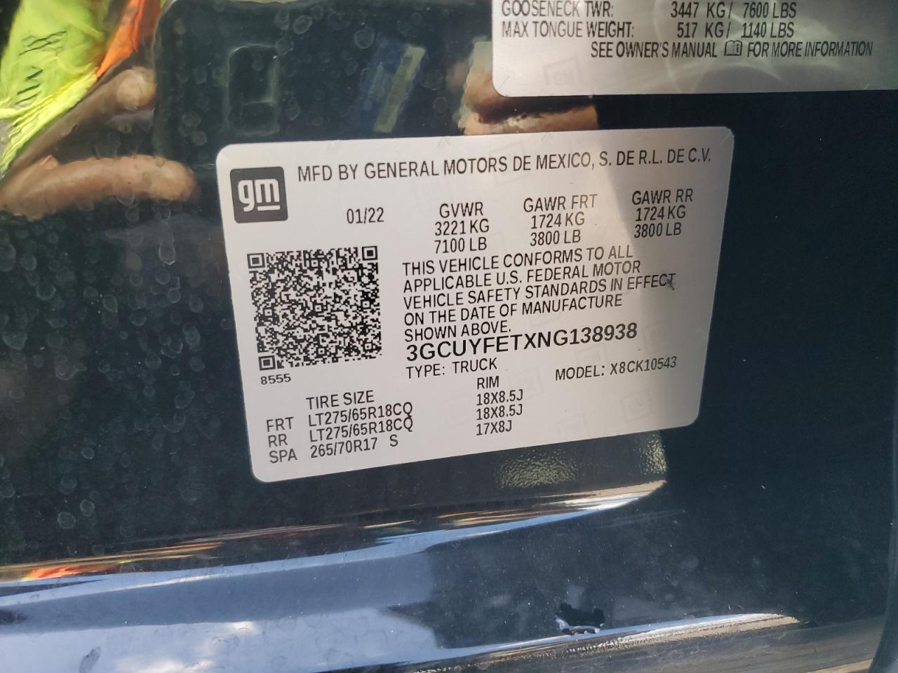 2022 Chevrolet Silverado Ltd K1500 Lt Trail Boss VIN: 3GCUYFETXNG138938 Lot: 85853145