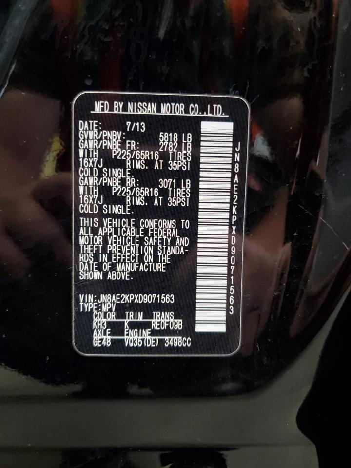 2013 Nissan Quest S VIN: JN8AE2KPXD9071563 Lot: 89706685