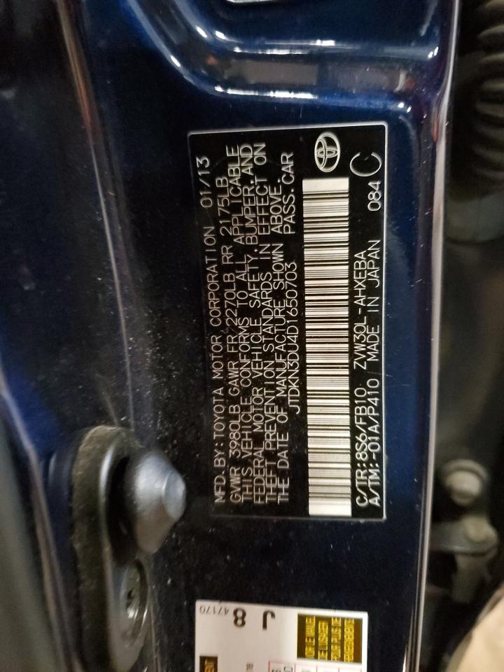 2013 Toyota Prius VIN: JTDKN3DU4D1650703 Lot: 84068845