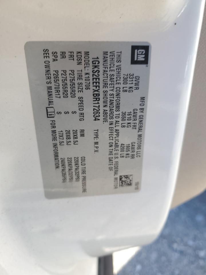 2011 GMC Yukon Denali VIN: 1GKS2EEFXBR172634 Lot: 84973155