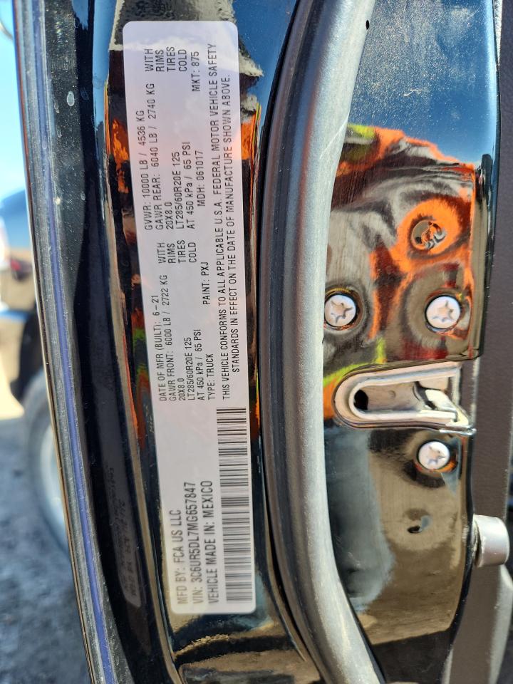 2021 Ram 2500 Big Horn VIN: 3C6UR5DL7MG657847 Lot: 85151685