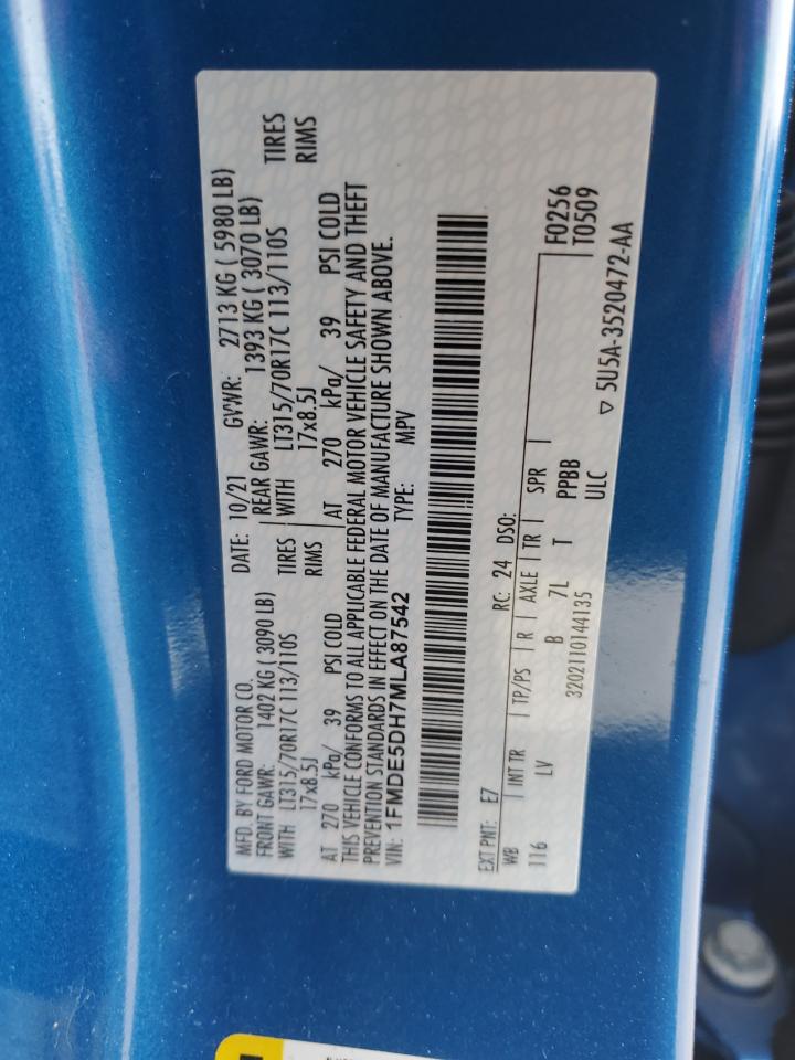 2021 Ford Bronco Base VIN: 1FMDE5DH7MLA87542 Lot: 84766175