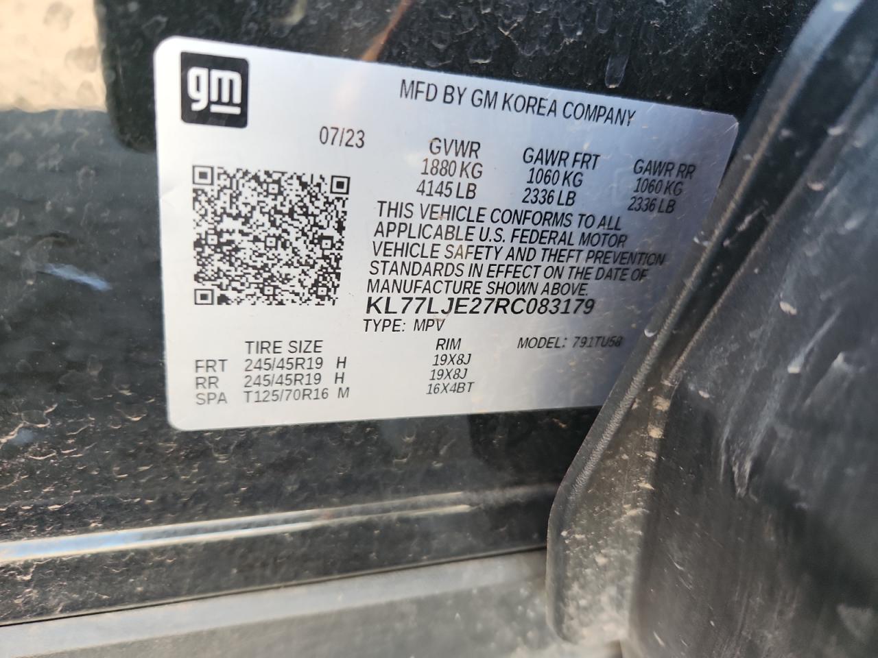 2024 Chevrolet Trax 2Rs VIN: KL77LJE27RC083179 Lot: 82478425