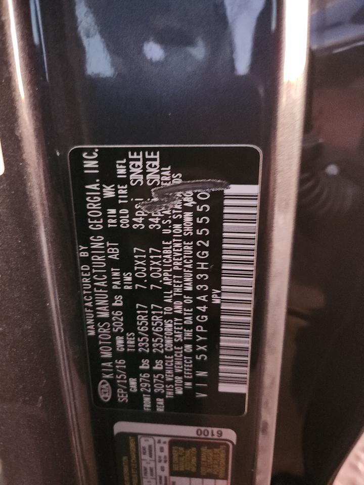 2017 Kia Sorento Lx VIN: 5XYPG4A33HG255502 Lot: 90890555