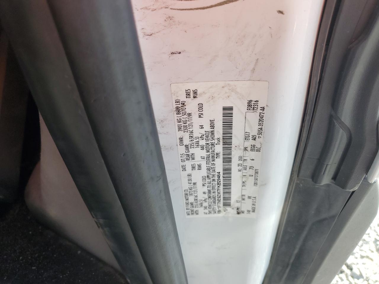 2015 Ford Transit T-150 VIN: 1FTNE9ZM7FKB29464 Lot: 84925505