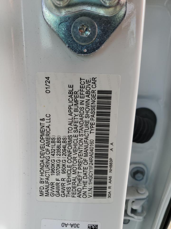 2024 Honda Accord Lx VIN: 1HGCY1F24RA040160 Lot: 82463225