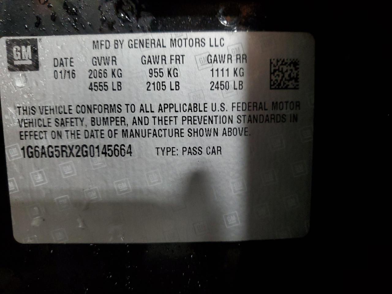 2016 Cadillac Ats VIN: 1G6AG5RX2G0145664 Lot: 90628905