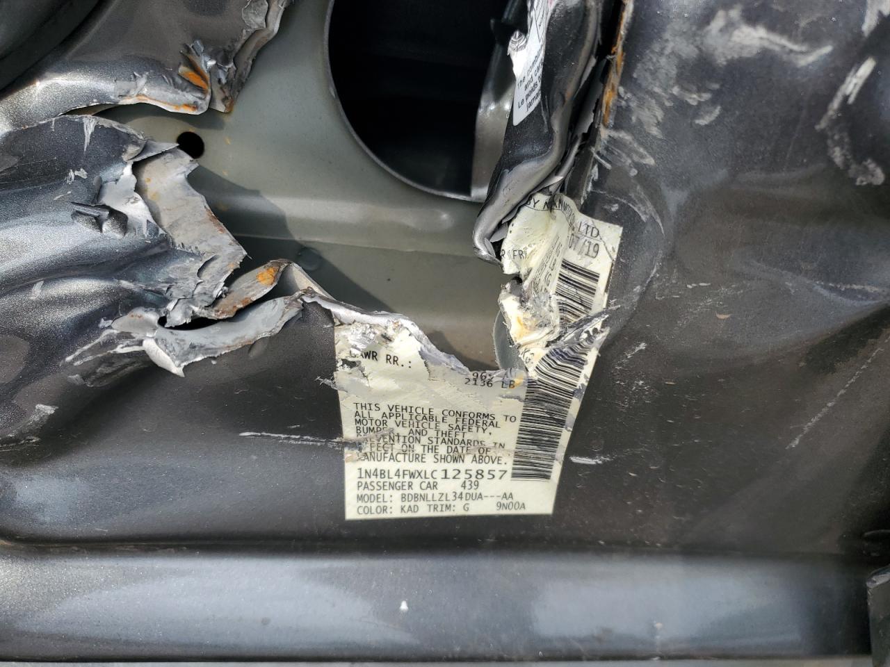 2020 Nissan Altima Platinum VIN: 1N4BL4FWXLC125857 Lot: 84960895