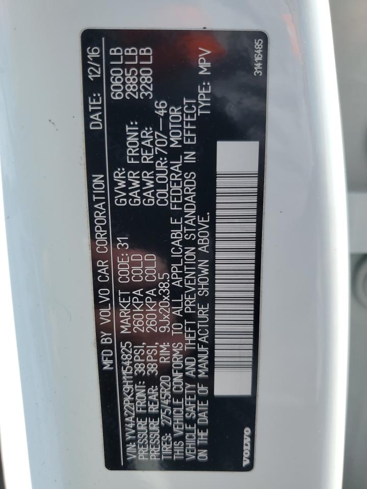 2017 Volvo Xc90 T6 VIN: YV4A22PK9H1154825 Lot: 85368175