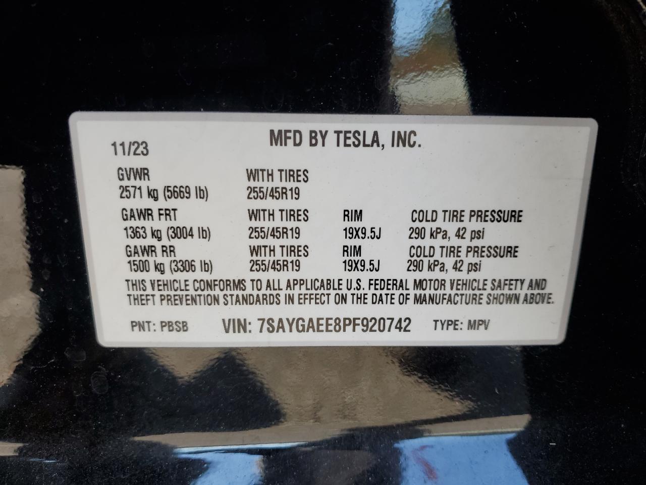 2023 Tesla Model Y VIN: 7SAYGAEE8PF920742 Lot: 89435925