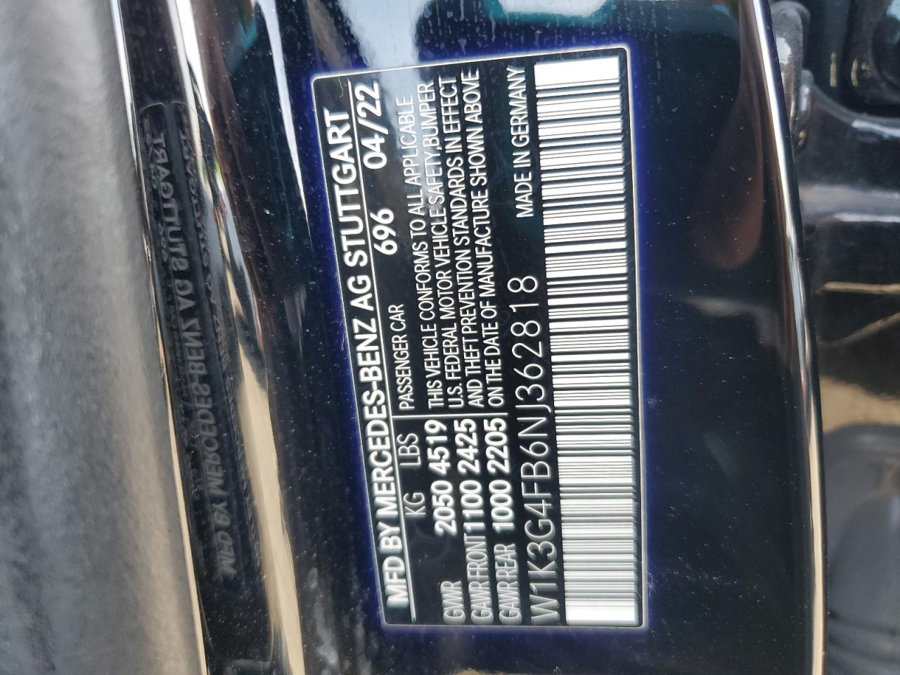 2022 Mercedes-Benz A 220 4Matic VIN: W1K3G4FB6NJ362818 Lot: 85494955
