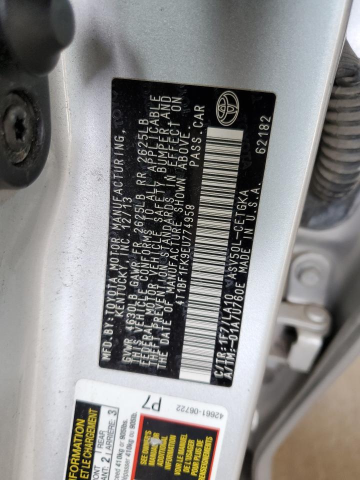 2014 Toyota Camry L VIN: 4T1BF1FK9EU774958 Lot: 84792205